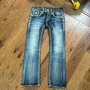 Rock Revival Distressed Thick Stitch Slim Boot  Jeans